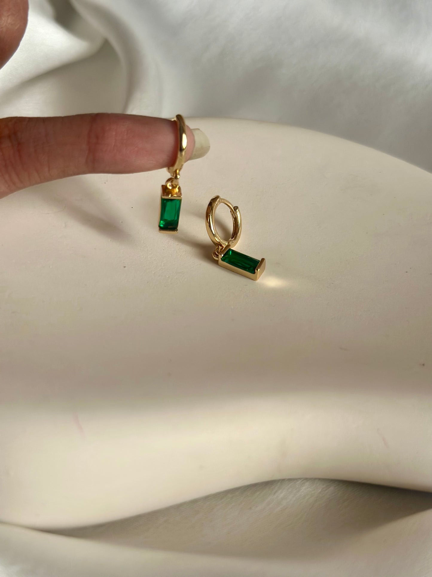 Emerald Drop Huggie