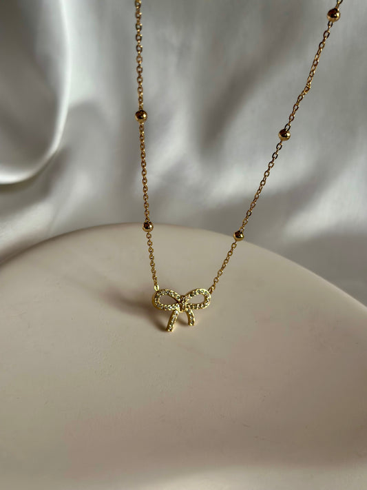 Studded Bow Necklace