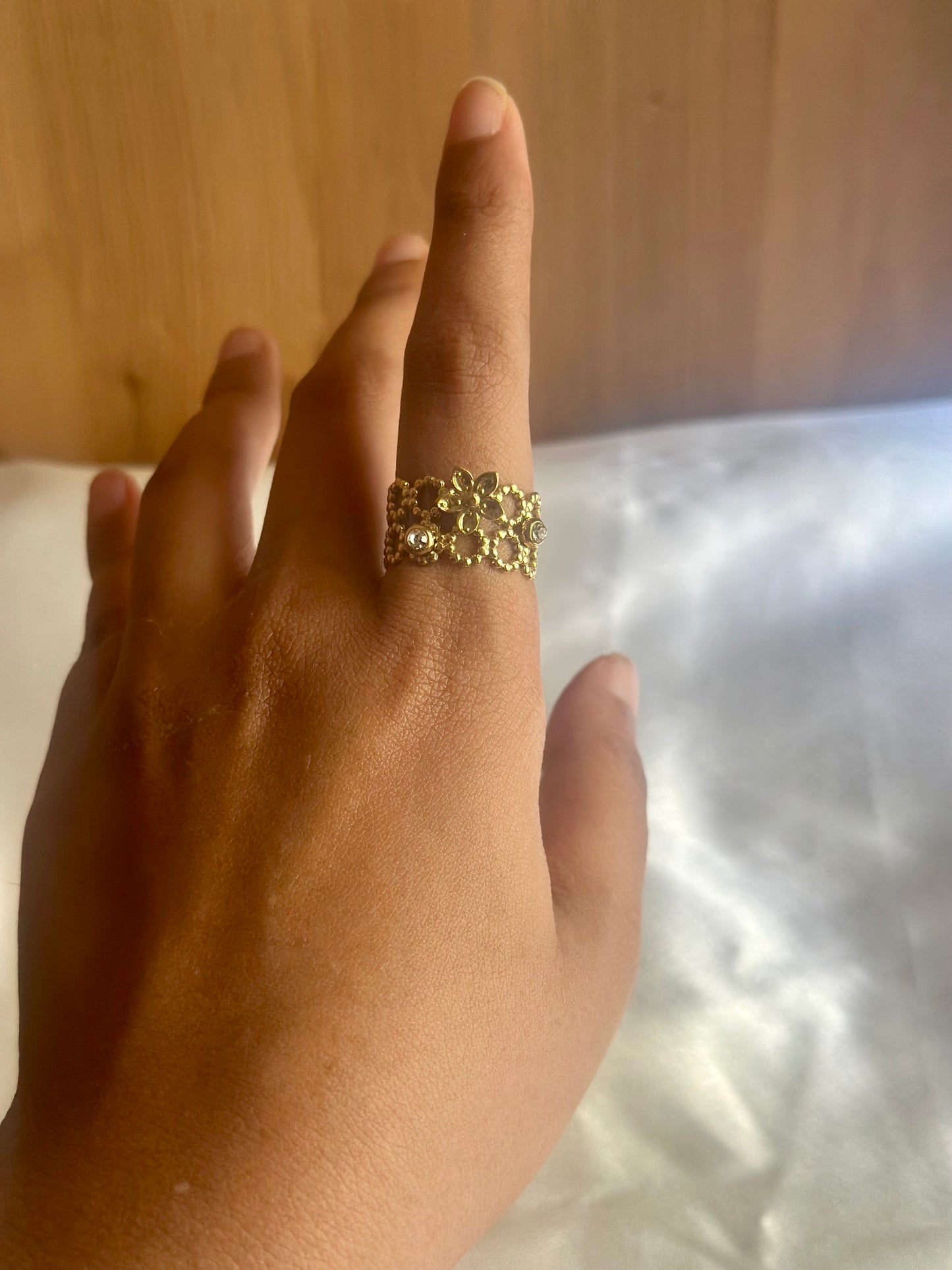 Adjustable Flower Statement Ring