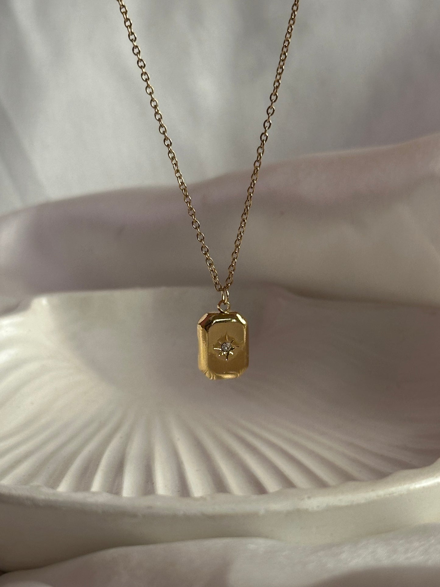 Tiny Square Diamond Necklace