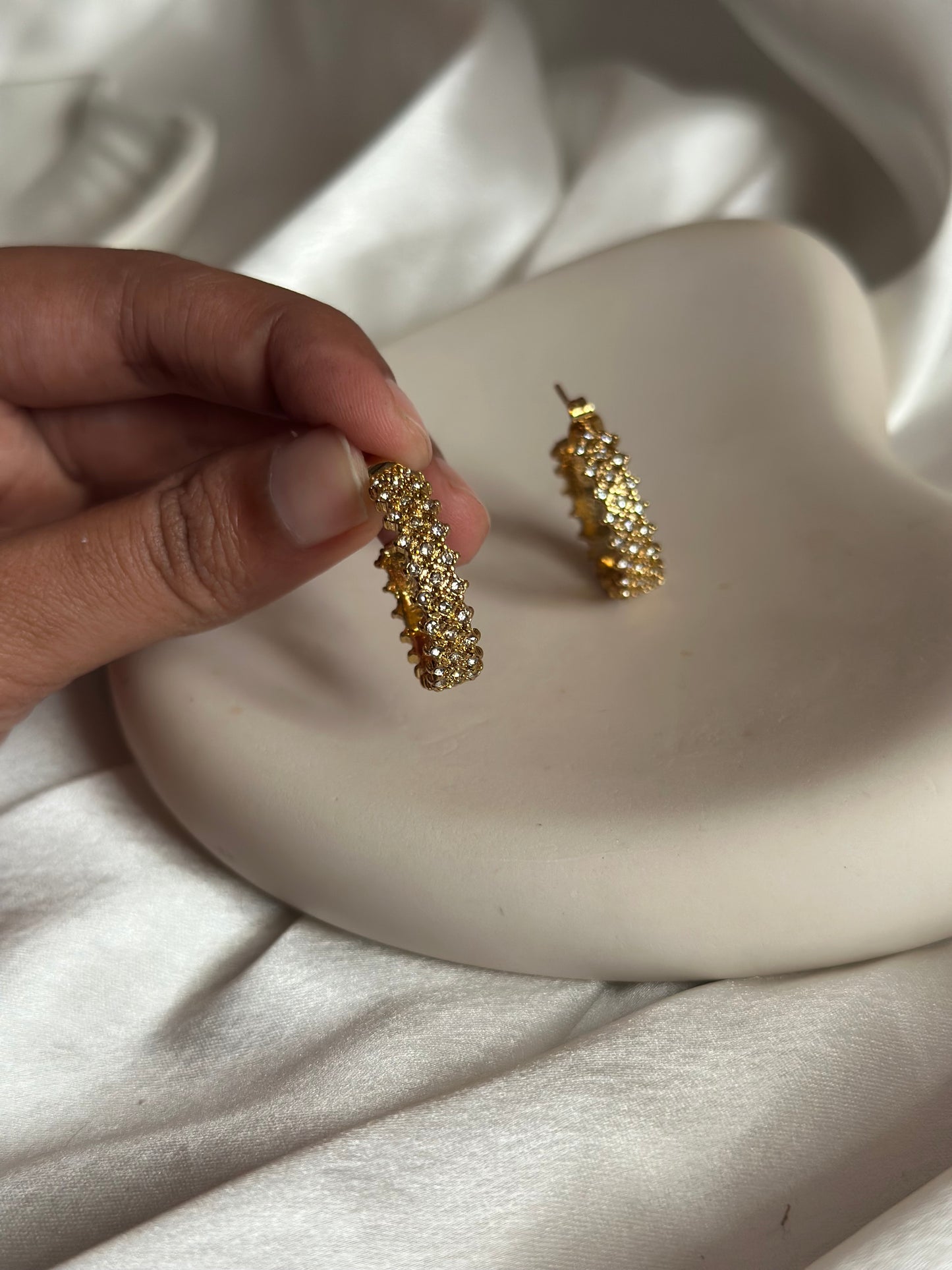 Luxe Tiny Diamond Crusted Hoops