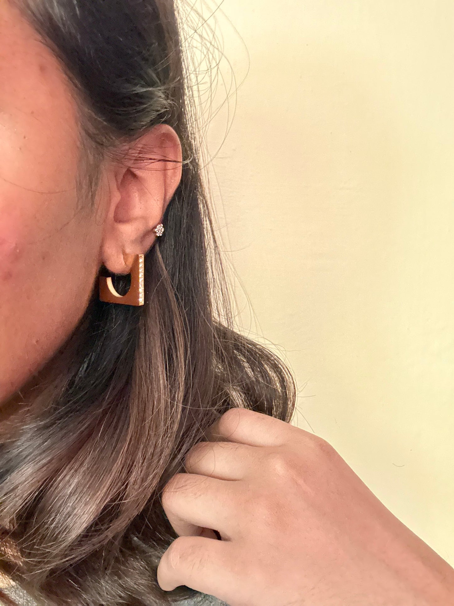 Studded Square Half Hoops