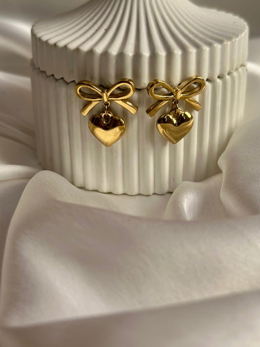 Bow Heart Earrings