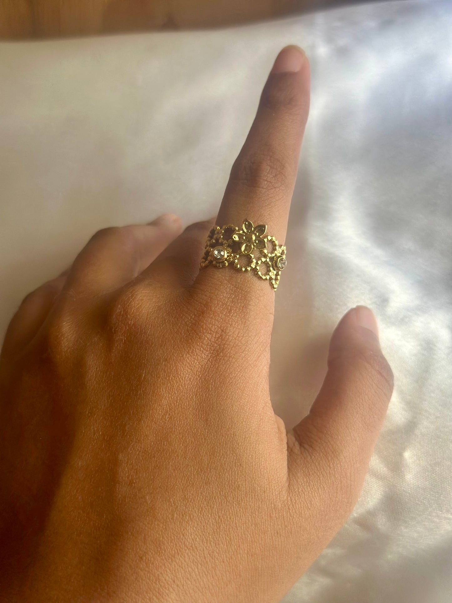 Adjustable Flower Statement Ring