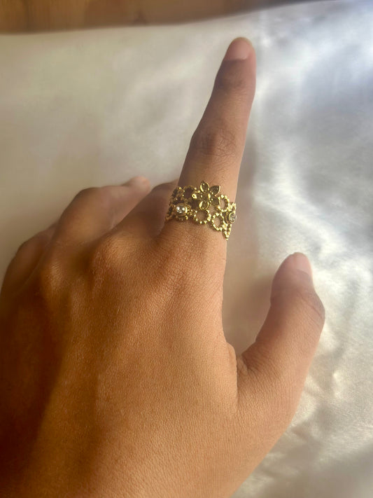 Adjustable Flower Statement Ring