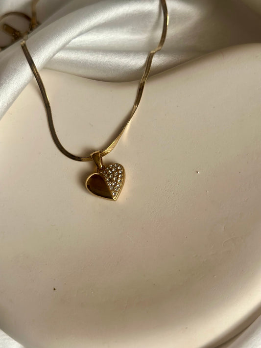 Luxe Studded Heart Necklace