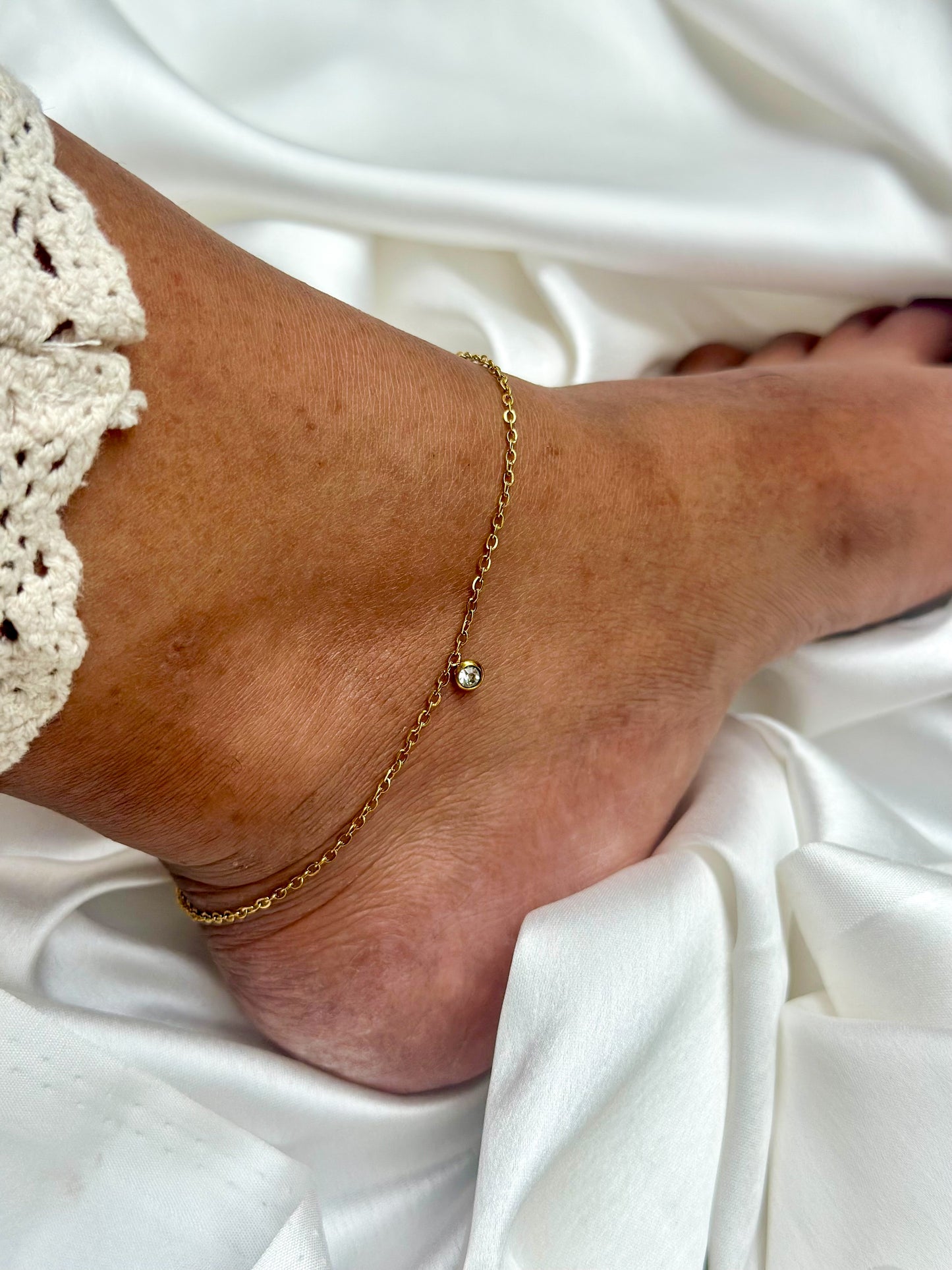 Tiny Stone Anklet