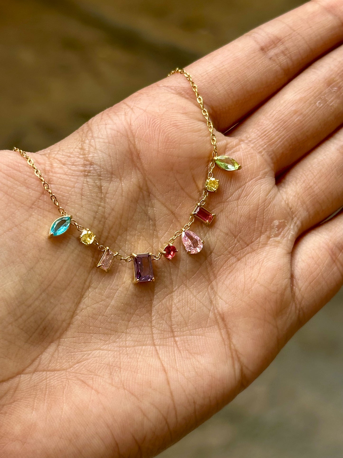 Dainty Stone Necklace - Multicolour