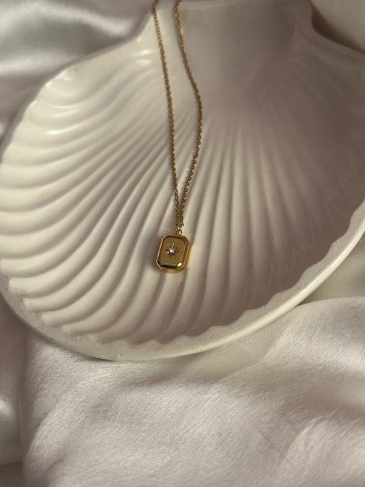 Tiny Square Diamond Necklace