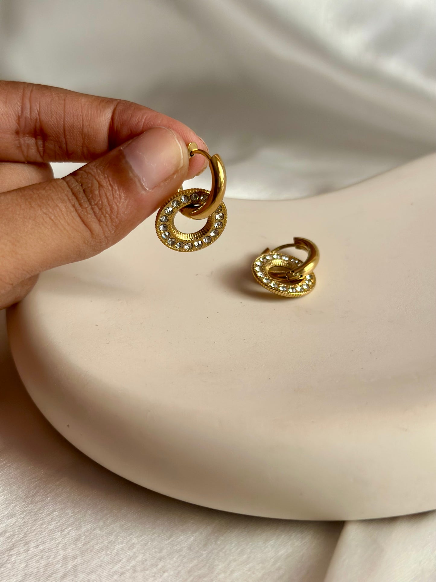 Luxe Studded Circle Huggies
