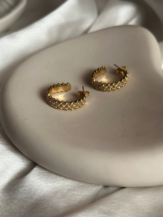 Luxe Tiny Diamond Crusted Hoops
