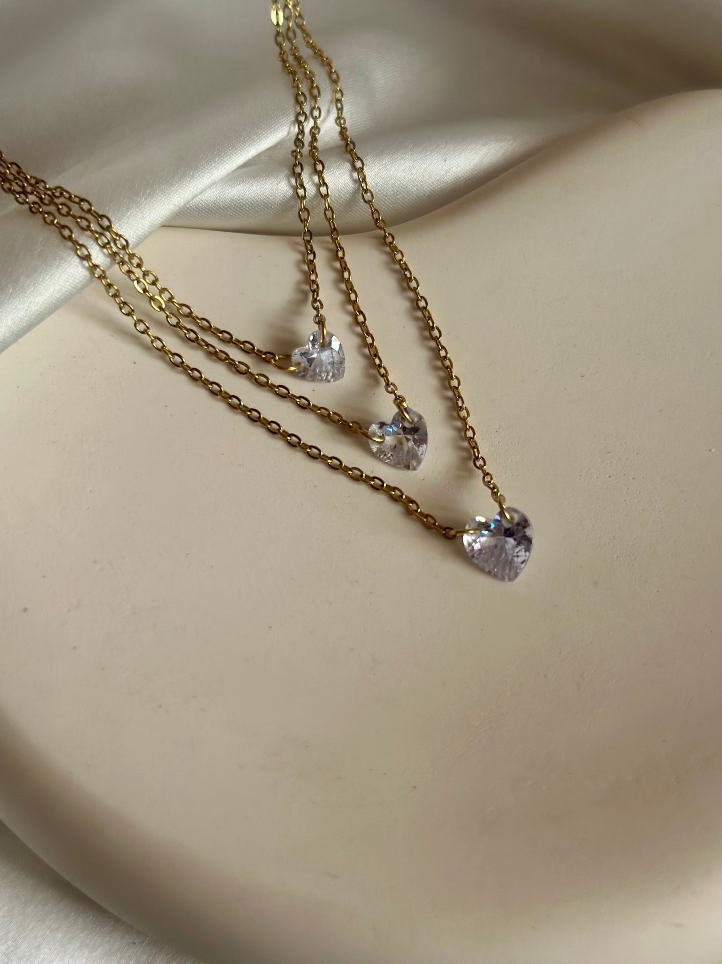 Layered Crystal Heart Necklace