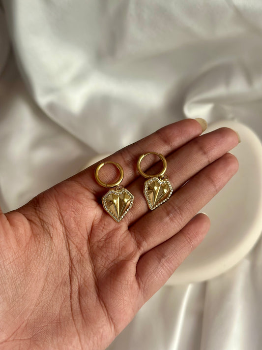 Studded Heart Huggie