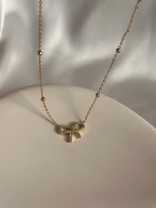 Studded Bow Necklace