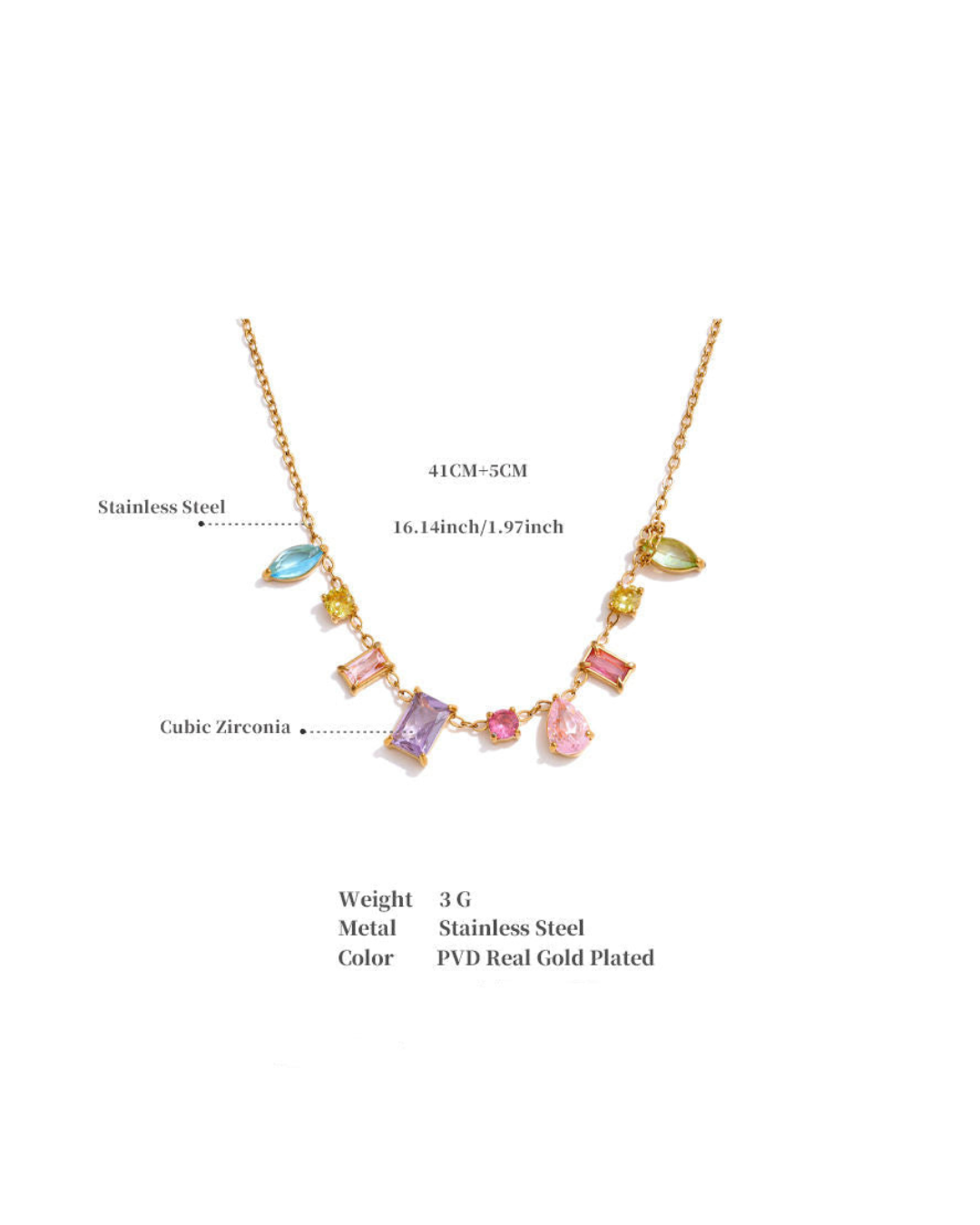 Dainty Stone Necklace - Multicolour