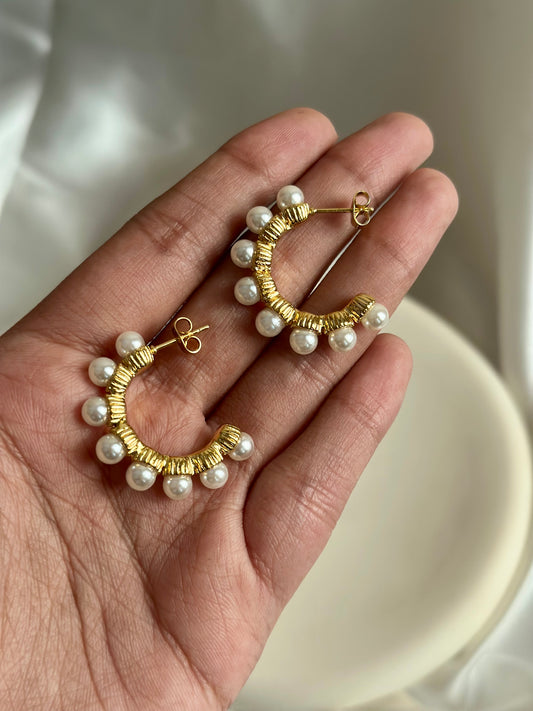 Statement Luxe Pearl Hoops