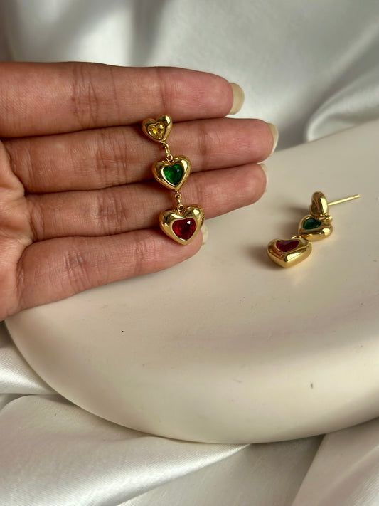 Luxe Emerald Ruby Heart Dangler