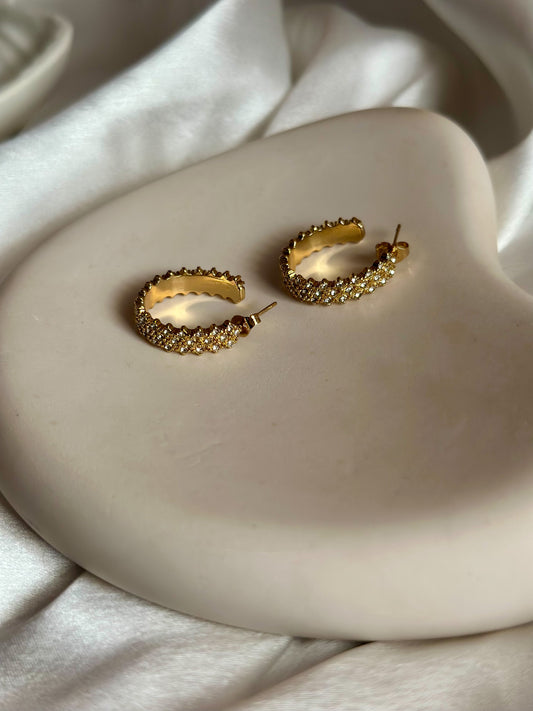 Luxe Tiny Diamond Crusted Hoops