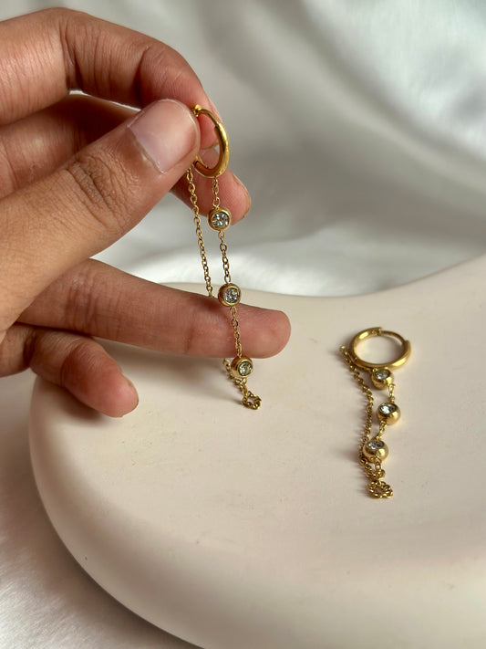 Studded Dangle Hoops