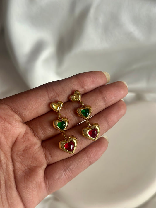 Luxe Emerald Ruby Heart Dangler