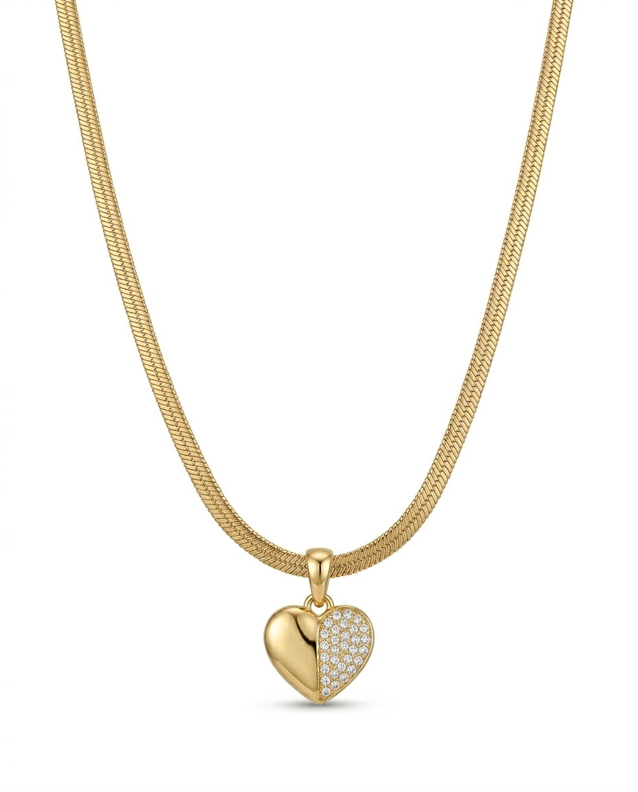 Luxe Studded Heart Necklace