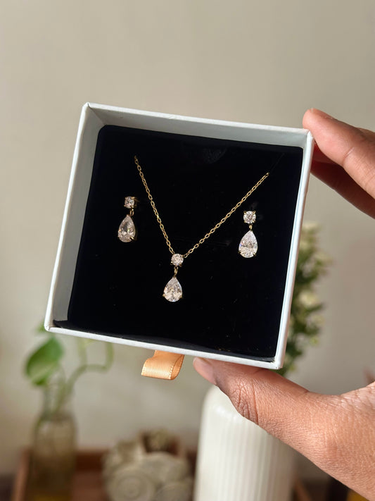 Lumi Drop Earrings and Glimmer Drop Necklace Bundle
