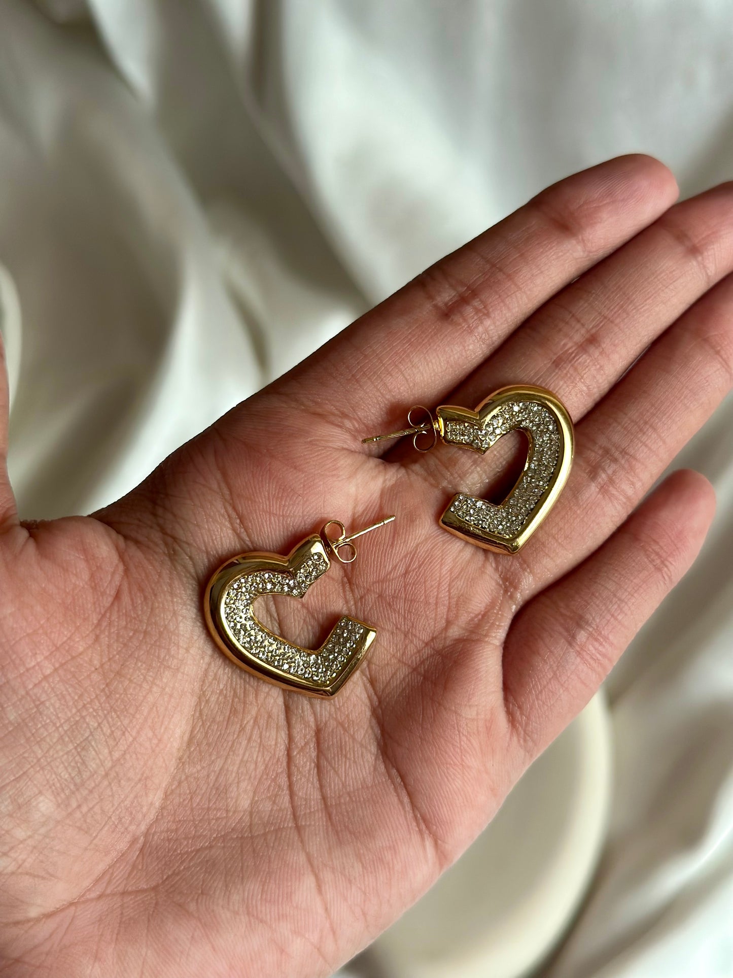 Luxe Crusted Heart Hoops