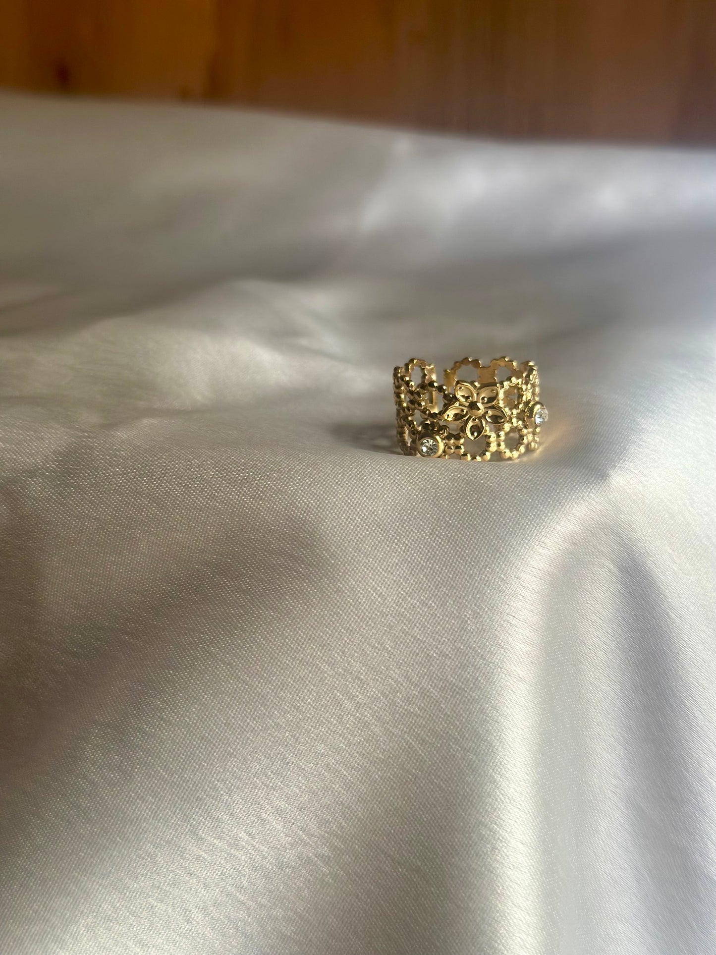 Adjustable Flower Statement Ring