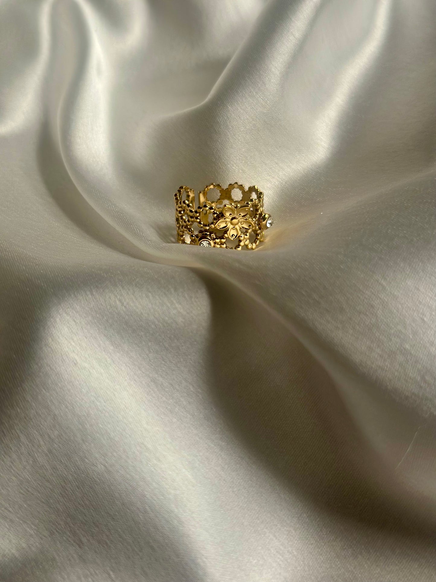 Adjustable Flower Statement Ring