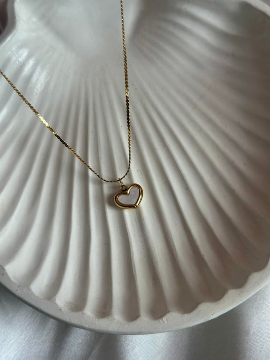 Tiny Pearl Heart Necklace
