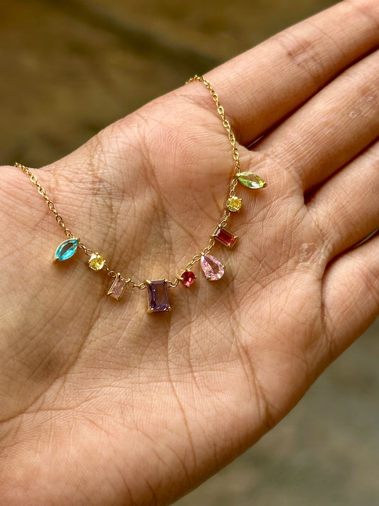 Dainty Stone Necklace - Multicolour