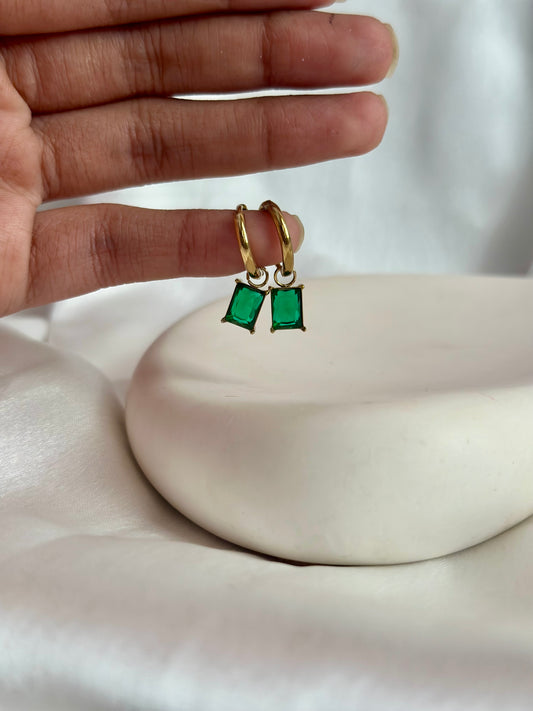 Emerald Stone Huggie