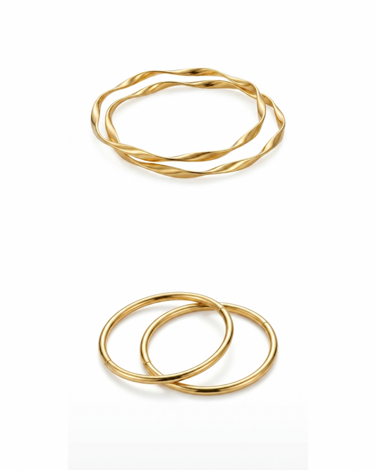 Twisted Bangles and Luxe Oval Cuff Bundle ( A Pair Each)