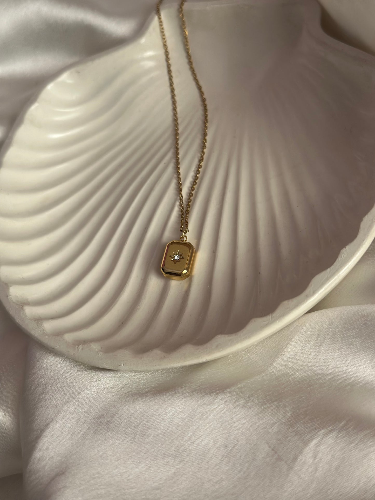 Tiny Square Diamond Necklace