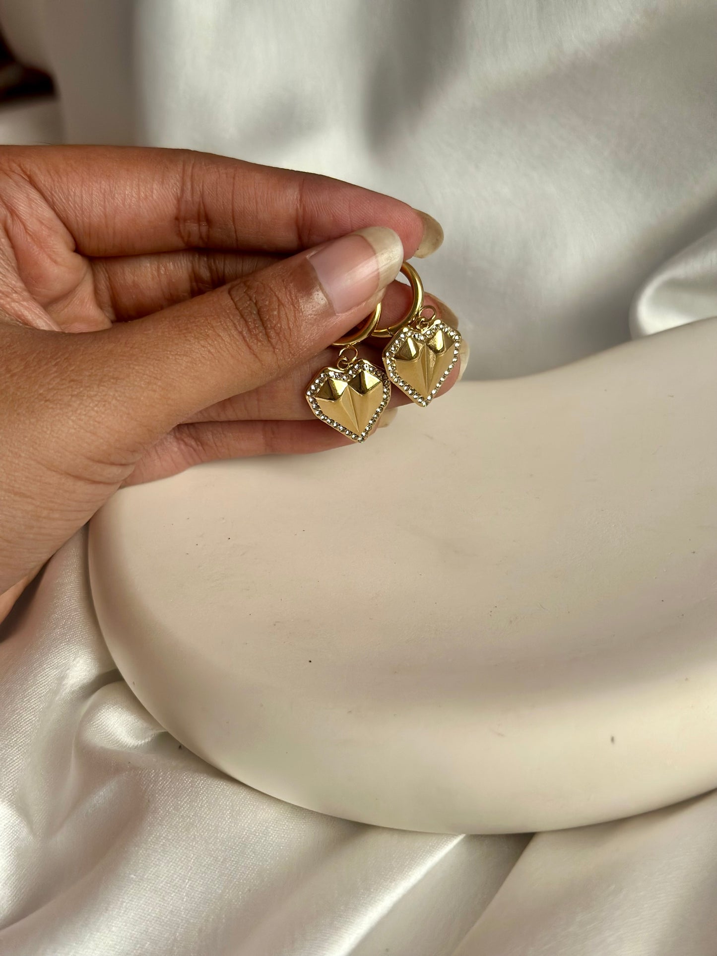 Studded Heart Huggie