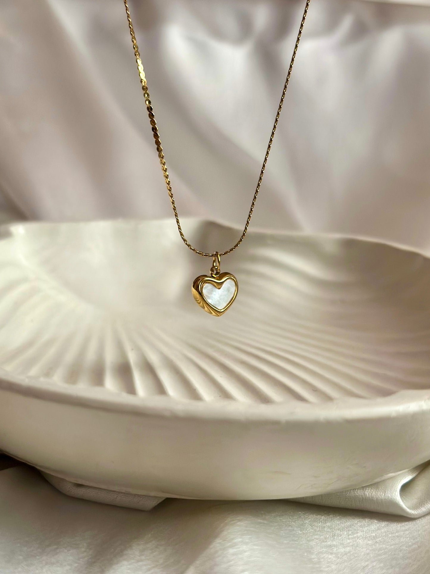Tiny Pearl Heart Necklace