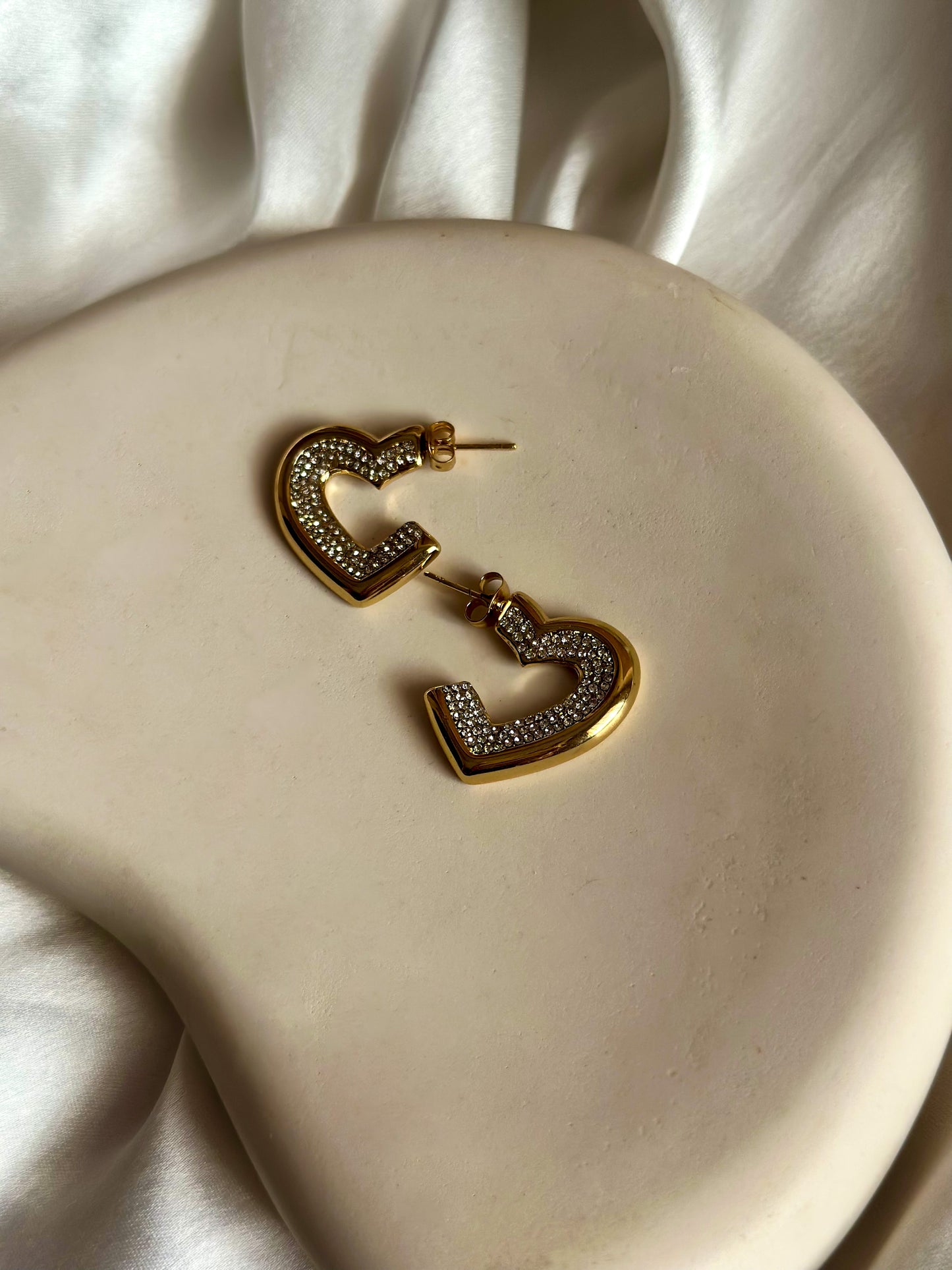 Luxe Crusted Heart Hoops